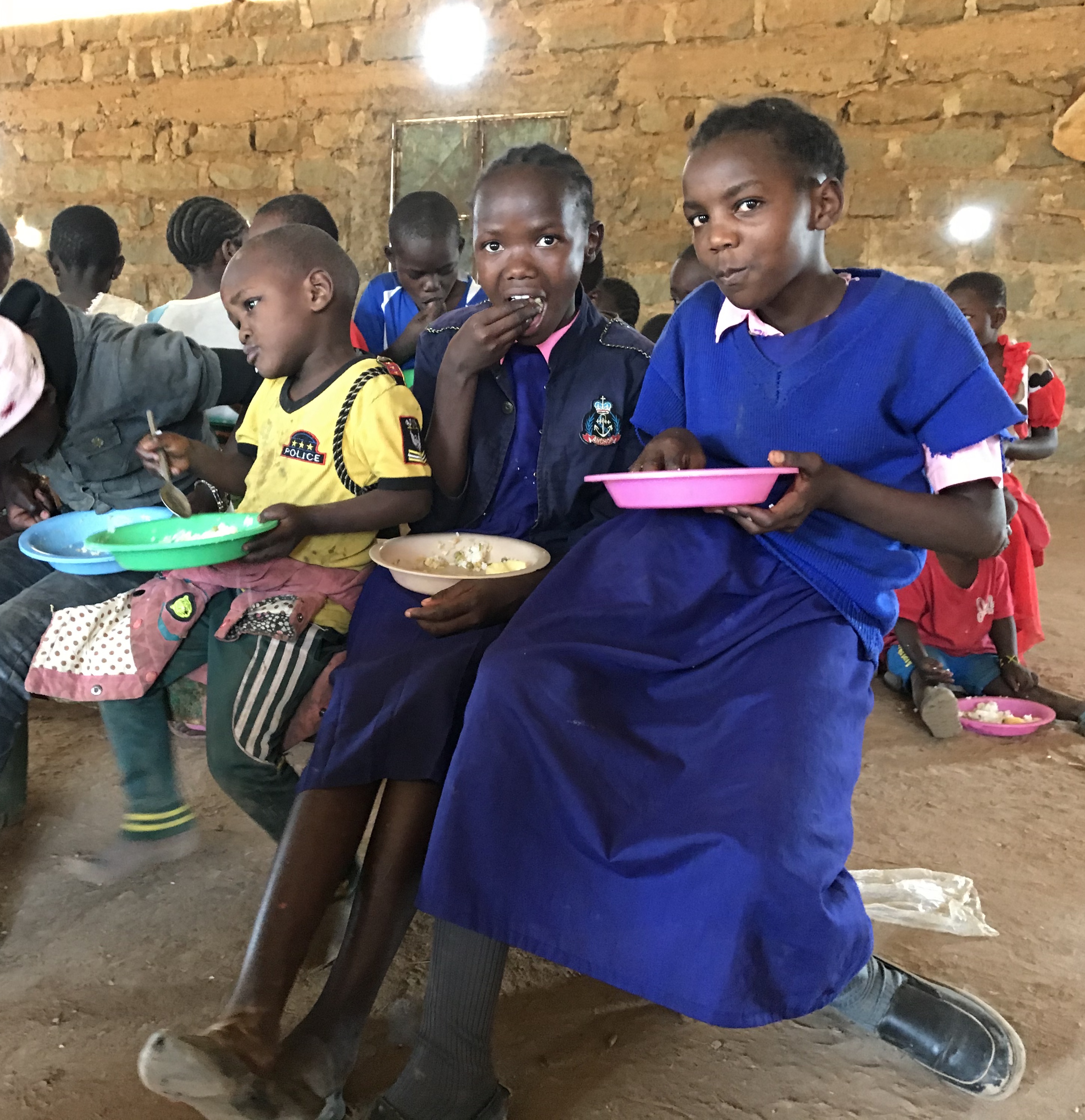 students at Thika school eating their lunchtime meal