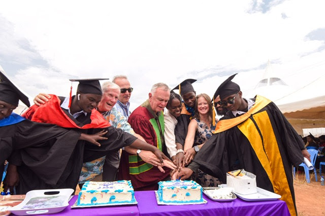 cake cutting at the Blissnet graduation party